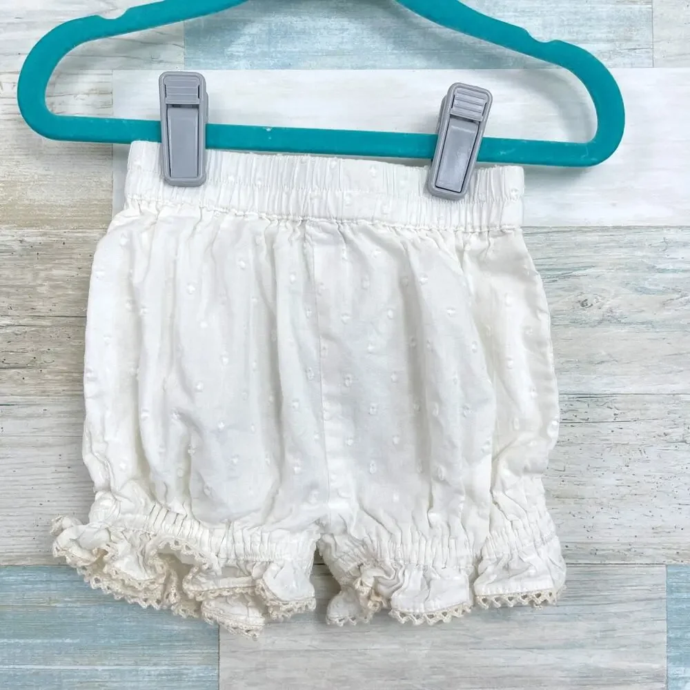 Camille & Leah Ribbon Lace 2 Piece Set Cream Dress Short Baby Girl 12M 12 Months